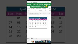 Dynamic calendar 🗓️ in excel 😱 excel calendar shorts [upl. by Accisej462]