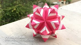 Berlingot Kusudama  PrwOrigami Folding Tutorial 【くす玉・折り紙】 [upl. by Asfah]