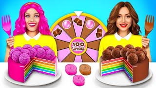 100 Layers of Bubble Gum vs Chocolate Food Challenge  Giant vs Tiny Sweets by RATATA CHALLENGE [upl. by Anaeirb96]