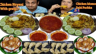 Chicken Biryani Boil Egg Gravy Chicken Momos Chatni Dahi Puri Eating Challenge [upl. by Garap]