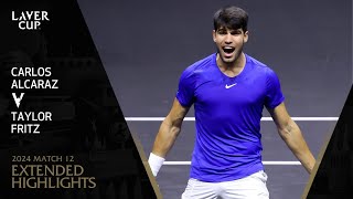 Carlos Alcaraz v Taylor Fritz Extended Highlights  Laver Cup 2024 Match 12 [upl. by Ahsiloc]