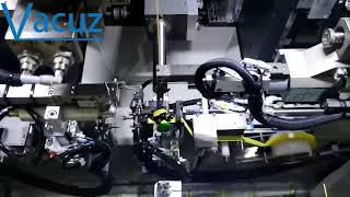 Fly Wire Vacuz Single Spindle Automatic Transformer Bobbin Coil Needle Winding Casing Taping Machine [upl. by Aleahc]