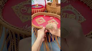 How to Craft Basket with Handle handmade rattan diy craft [upl. by Shoshanna]