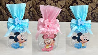 Decoraciones para BABY SHOWER con botellas de plástico FÁCIL Y RÁPIDO 🎀💙 [upl. by Modesta]