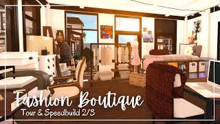 Clothing Store amp French Styled Appartment  Tour amp Speedbuild  Part 2 of 3  Bloxburg Town Build [upl. by Siuqcram]