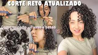 COMO CORTO MEU CABELO CACHEADO SOZINHA  CORTE RETO CABELO CACHEADO  Oeslanhiny Nunes [upl. by Annairam]