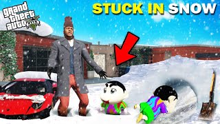 Shinchan Franklin amp Pinchan Get STUCK in Snow Tsunami in GTA 5 [upl. by Akemhs]