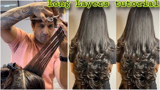 How to Long Layer Hair cut  हेयर कट करना सिखे बिल्कुल आसान तरिखे से  step by step tutorial Hindi [upl. by Rosecan]