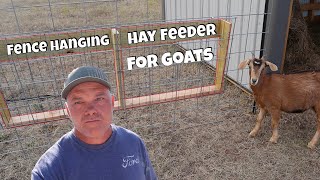 How To Build A Fence Hanging Hay Feeder For Goats DIY Kiko Goats [upl. by Ainitsirhc]