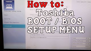 How to Access Toshiba Boot Menu  Toshiba BIOS Setup Utility [upl. by Sivam240]