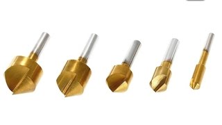 🛠 Jeu de 5 fraises forets à chanfreiner HSS carbure de titane  counter sink drill bit  Gearbest [upl. by Dash]