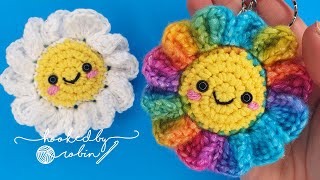 Crochet Amigurumi Flower Keychain NO SEWING REQUIRED [upl. by Etat]