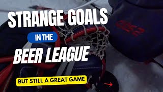 Beer League Hockey Highlights hockey icehockey goaliesaves [upl. by Orazal]