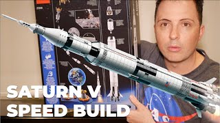 Saturn V LEGO Speed Build Set 92176 [upl. by Nauqyt]