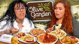 Mexican Moms Try the ENTIRE Olive Garden Menu [upl. by Edrock]