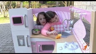 Kidkraft Grand Gourmet Corner Kids Toy Kitchen  UnboxingReview and Pretend Cooking [upl. by Enomas]