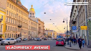 Walk along Vladimirsky Avenue in St Petersburg Russia [upl. by Etnoid]