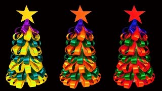 How To Make A Beautiful and Colorful Ribbon Christmas Tree Christmas Crafts  HD [upl. by Jak]