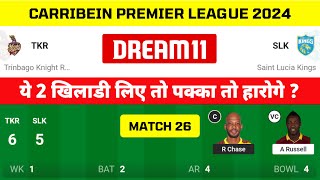 TKR vs SLK TKR vs SLK Dream11 Prediction TKR vs SLK Dream11 TKR vs SLK Dream11 Team [upl. by Esorylime]