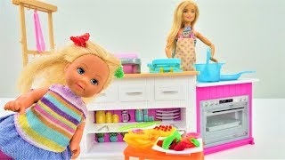 Barbie Baby Doll  Pretend Play Cooking Breakfast for a Barbie Doll Barbie Videos [upl. by Schiro]