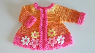 Crochet 28 How to crochet a simple cardigan for baby girl Part 2 [upl. by Sallyann]