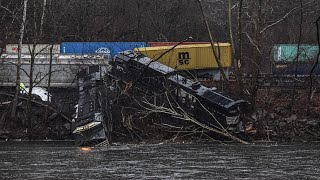 Norfolk Southern Train Derailment into Lehigh River and Reroutes Bethlehem PA 3124 [upl. by Etsirhc597]