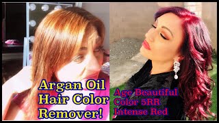 Argan Oil Hair Color Remover amp Step by step before recoloring using Age Beautiful Color 5RR [upl. by Eicirtap]