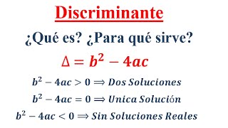 Discriminante de una Ecuación de Segundo grado  Ecuación Cuadrática [upl. by Leeanne]