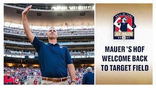 Twins welcome Mauer back from HOF [upl. by Eittol821]