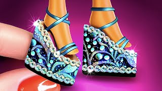 48 DIY Barbie Shoes  Doll hacks and crafts [upl. by Nnaylime]