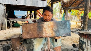 Axe Making  Forging A Powerful AXE From A Big LEAF SPRING [upl. by Enawyd642]