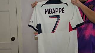 Unboxing Authentic Kylian Mbappé PSG 202324 Away Jersey Paris SaintGermain Kit by Nike [upl. by Atalanti]