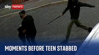 CCTV shows moment before two teenagers stabbed 16yearold Ronan Kanda to death [upl. by Etnaud]