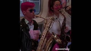 What would you do if you saw this on the subway 🤔🎷 2saxy weare2saxy saxophonesubway [upl. by Whiffen]