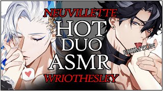 𝐕𝐄𝐑𝐘 SPICY WRIOTHESLEY amp NEUVILLETTE ASMR Sandwiched In BED HOT Genshin Impact x Listener Binaural [upl. by Soirtemed]