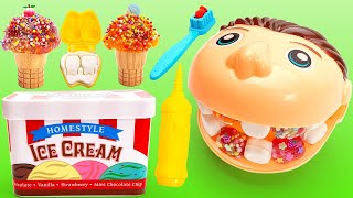 Feeding Ice Cream and Dentist Check with Mr Play Doh  Educational Fun for Kids [upl. by Neo]