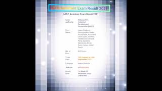 MIDC Assistant Exam Result 2021 Informationmpscbestmotivationalvideomidcmidc2019today update news [upl. by Trillby]