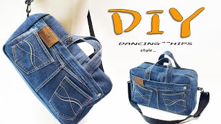 색 바랜 청바지로 가방 만들기diy리폼청바지로 가방만들기denim tote bag tutorialtote bag sewing tutorialdiy jeans bag힙쌕 [upl. by Enamart]