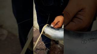 Preparing the 2inch thread with hemp PipeFitting PlumbingWork Threading Hemp shortvideo [upl. by Euqinom]