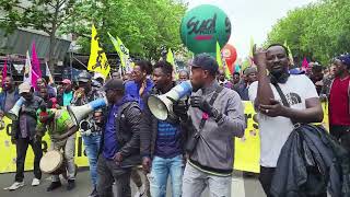 Travailleurs sans papiers manifestation 1er Mai Paris Chronopost RSI DPD collectifs Paris [upl. by Neysa]