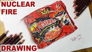 Nuclear Fire Noodles Drawing Challenge  How to Draw 3D Art  Hyperrealistic Art [upl. by Evanne862]