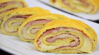 ROTOLO DI FRITTATA al forno con prosciutto e formaggio  Easy OMELETTE ROLL with ham and cheese [upl. by Sorcim]