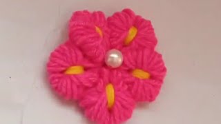 Amazing Flower Trick With Fork  Woolen Flower Making For Beginners [upl. by Boyt974]