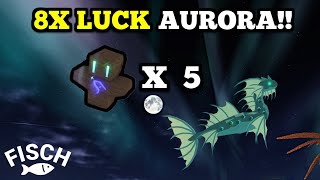 Using 5 Aurora Totems with 8x Luck in Fisch [upl. by Dalila]