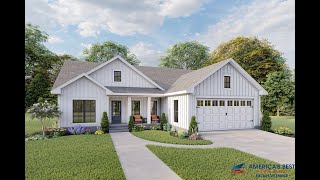 MODERN FARMHOUSE PLAN 04100211 WITH INTERIOR [upl. by Ellinnet]