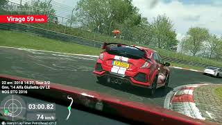 Nurburgring Alfa Giulietta QV Harrys LapTimer 220418 [upl. by Ytrebil]