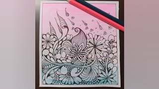 Inspired zentangle  zentangle art  step by step  pattern art  RelaxingzenMethods zentangleart [upl. by Ireland]