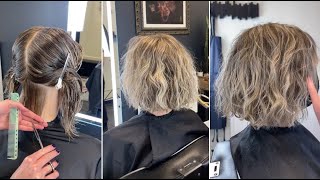 Wavy Bob Razor Cut  Easy Short bob Haircut Tutorial for women [upl. by Kendry]