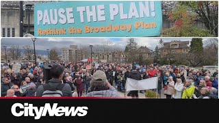 Large rally outside of Vancouver City Hall in protest of the current Broadway Plan [upl. by Reffotsirk]