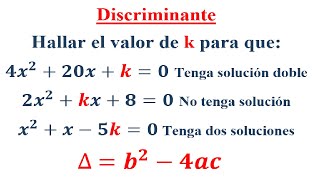 21 DISCRIMINANTE DE LA ECUACION CUADRATICA 9º GRADO [upl. by Nathanil]